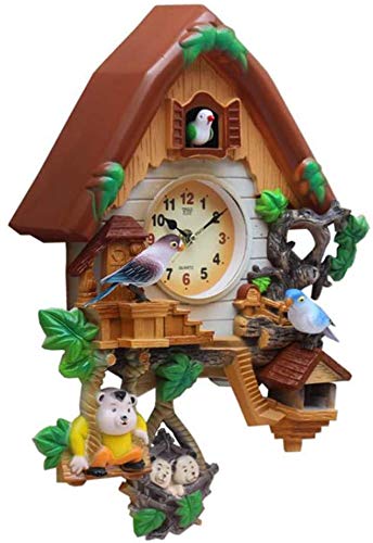 ZQTHL 12 Inch Cute Bird Wall Clock - Cuckoo Alarm Clock with Day & Night Time Display, Perfect for Living Room, Kids Bedroom, Nursery Decor & Home Office | Silent Non-Ticking, Vintage Style Gift Idea