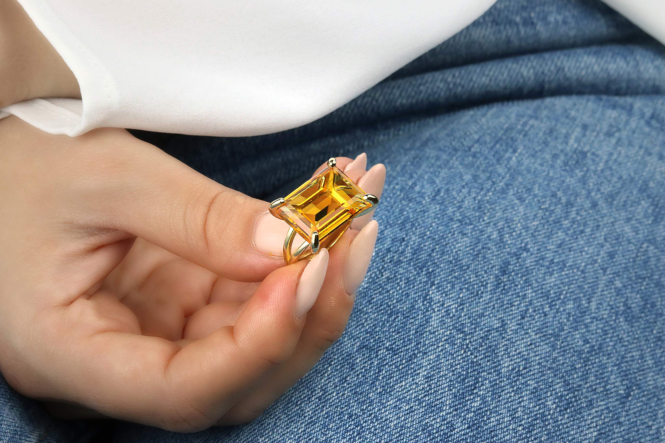14K Rose Gold Citrine Cocktail Ring for Women - Customizable Statement Jewelry, November Birthstone Engagement Ring - Handmade Gemstone Jewelry with Luxury Gift Box | Perfect for Weddings, Anniversaries & Special Occasions