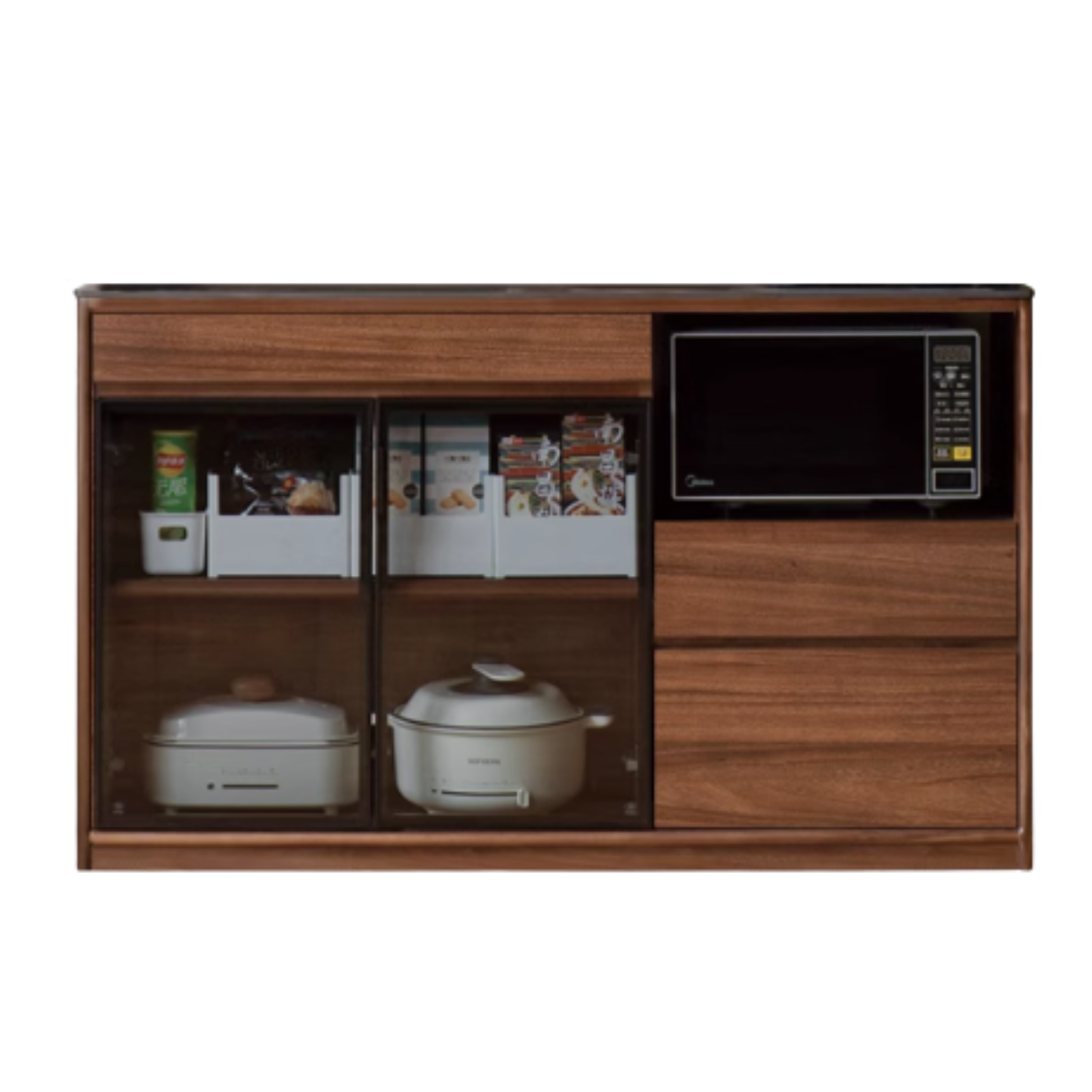 Solid Black Walnut Wood Sideboard Buffet Cabinet - Rustic Dining Room Storage Furniture for Kitchen, Living Room & Entryway Organization