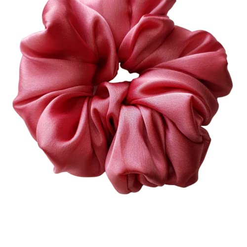 Ethereal Store Blush Pink Satin Scrunchie Hair Ties - XL Size Silky Ponytail Holder for Women & Girls - Soft Curly Hair Accessories for Casual Wear, Parties & Special Occasions - Elegant Hair Band & Fashionable Hair Tie
