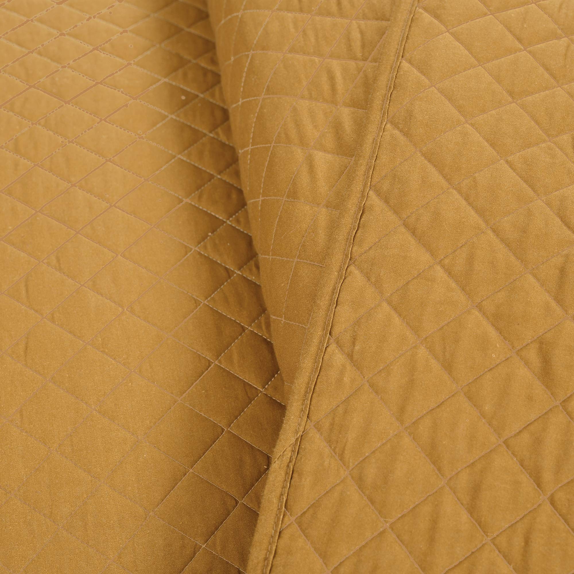 Lush Decor Ava Quilt Set - 3 Piece Oversized Diamond Pattern Bedding Blanket & Bedspread - Full/Queen Size - Mustard Yellow - Cozy Home Decor for Bedroom, Living Room & Guest Room