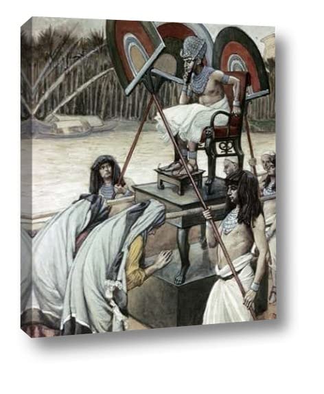 James Tissot Pharaoh and The Midwives Canvas Art Print - 13x16 Inch Gallery Wrapped Biblical Painting - Ready to Hang Wall Decor for Living Room, Bedroom & Office