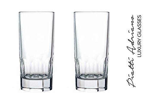 Handcrafted 36cl Crystal Long Drink Glasses with Ribbed Design - Set of 2 Pieces for Cocktails, Iced Tea & Elegant Entertaining