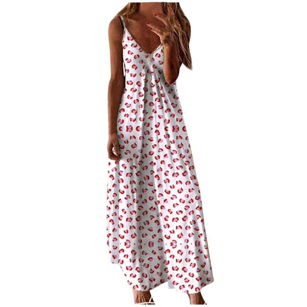Women's Casual Summer V-Neck Tie-Dye Printed Maxi Dress - Sleeveless Long Party Dress for Beach, Vacation & Outdoor Events