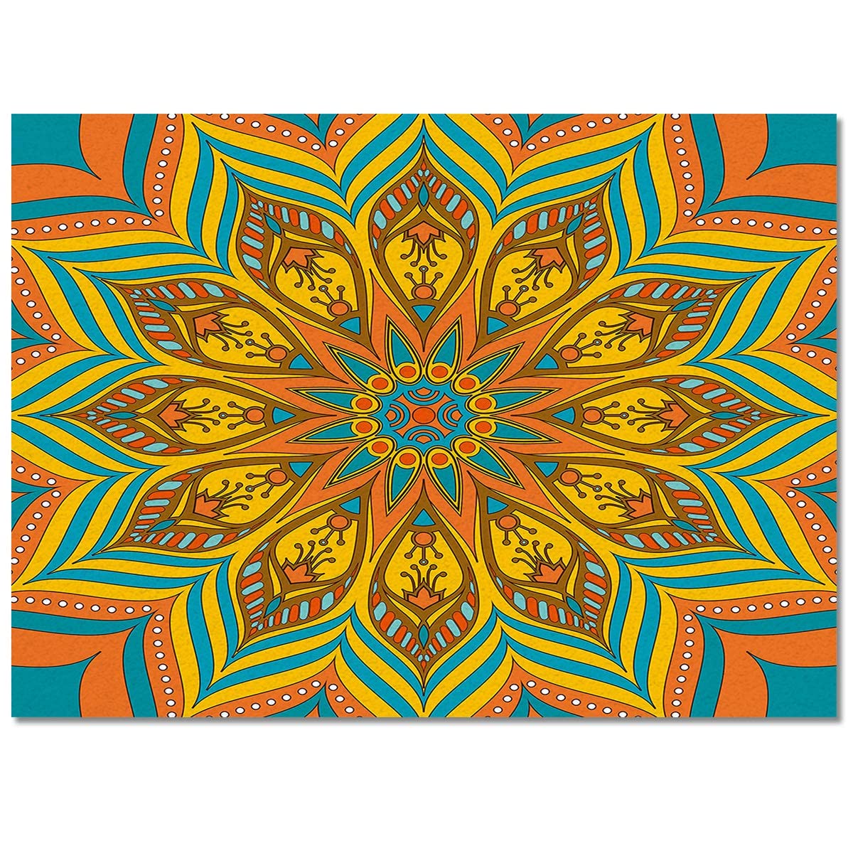 Bohemian Mandala Flower Area Rug - Non-Slip Washable 6x4ft Ethnic Floor Carpet for Living Room, Bedroom, Kitchen | Perfect for Home Decor, Yoga Space & Boho Chic Interiors