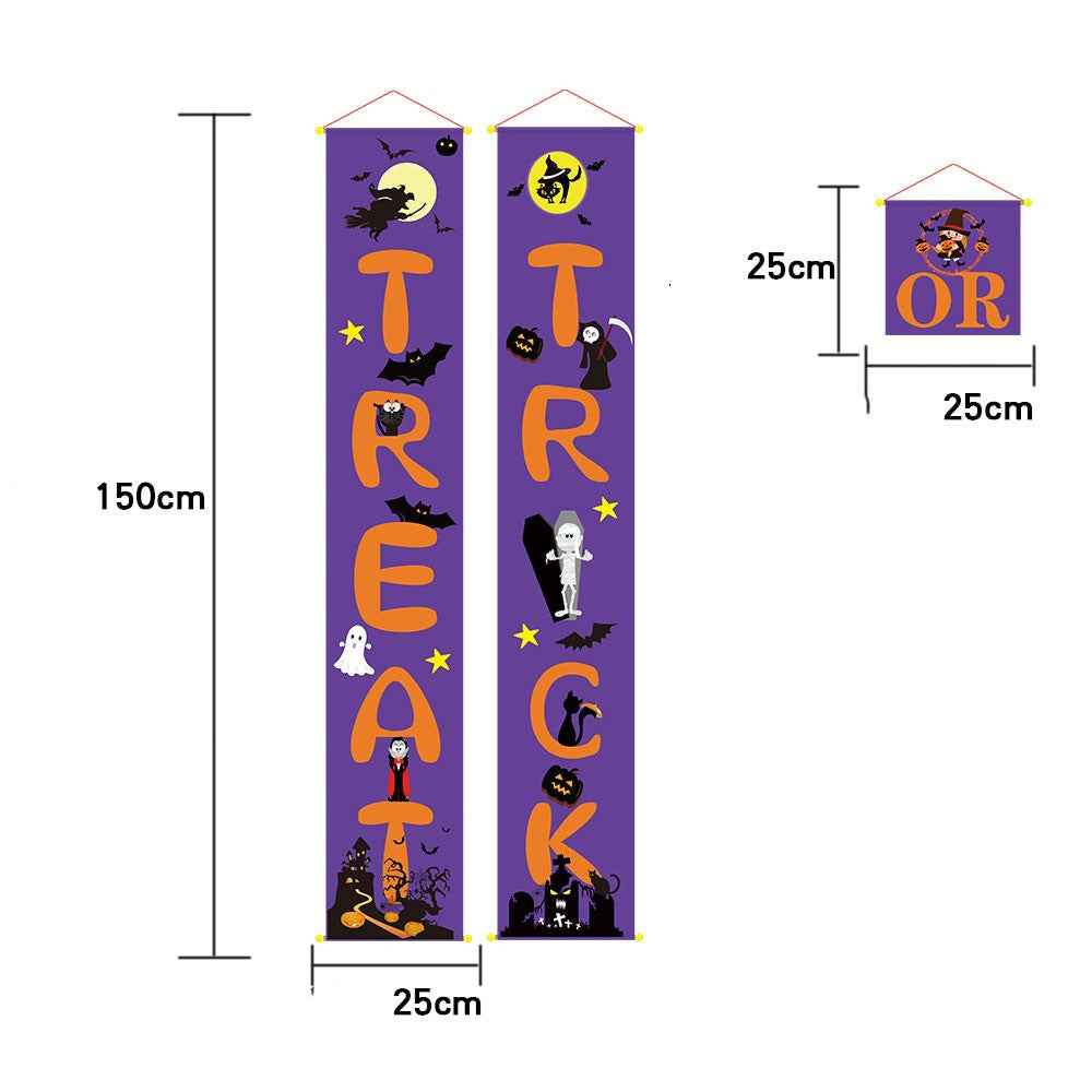 Spooky Halloween Outdoor Decoration Banner & Couplets Set - Perfect for Front Yard, Porch, and Party Decor