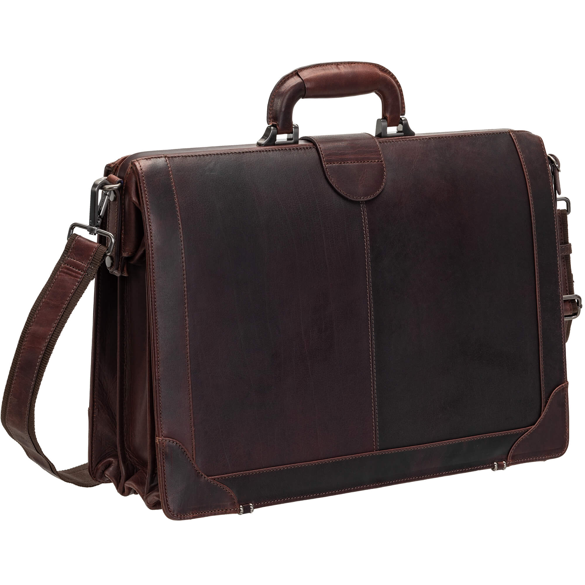 Premium Buffalo Leather Litigator Briefcase for 17.3