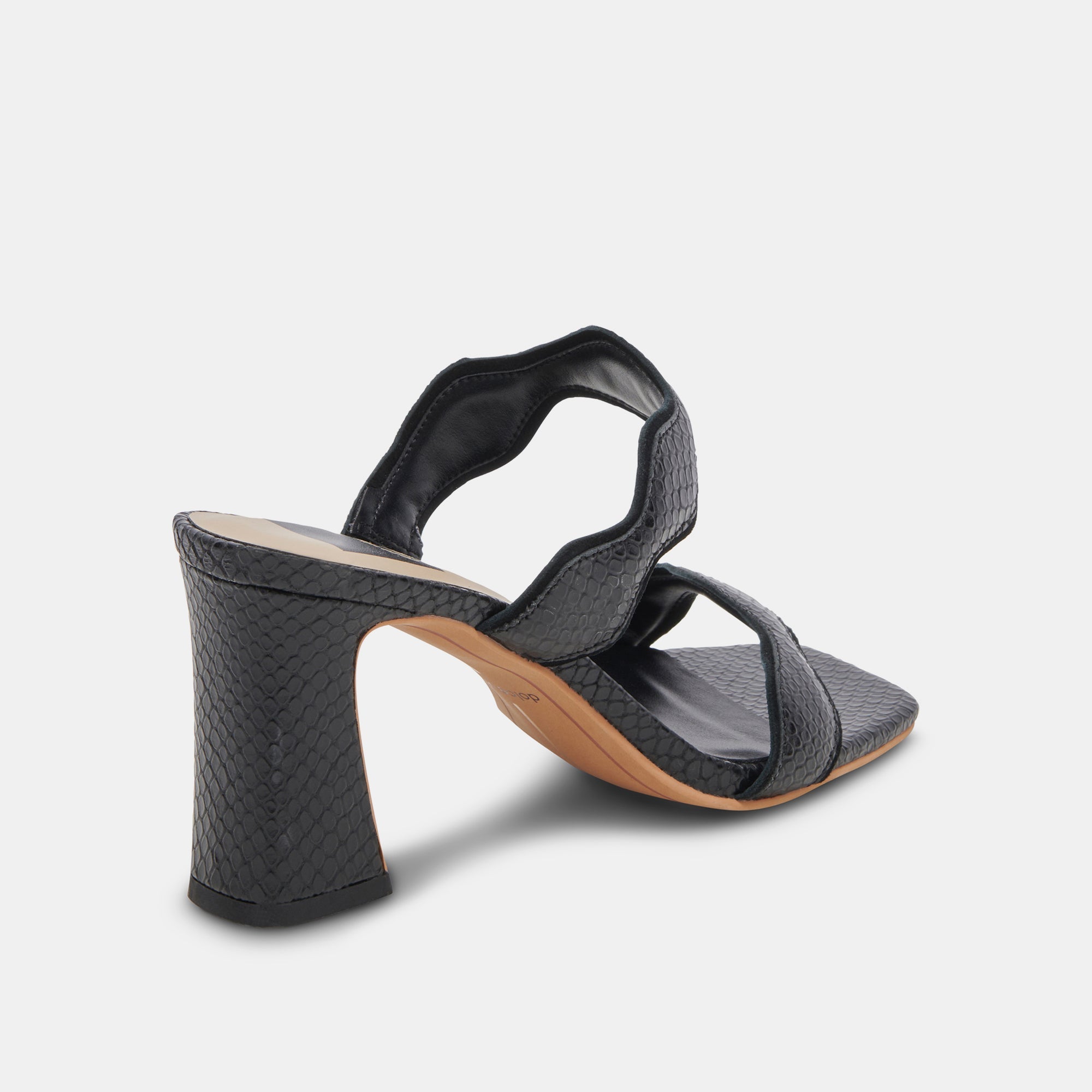 ILVA WIDE HEELS Onyx Embossed Leather Shoes for Women - Comfortable Chunky Block Heels for Work, Party & Evening Out
