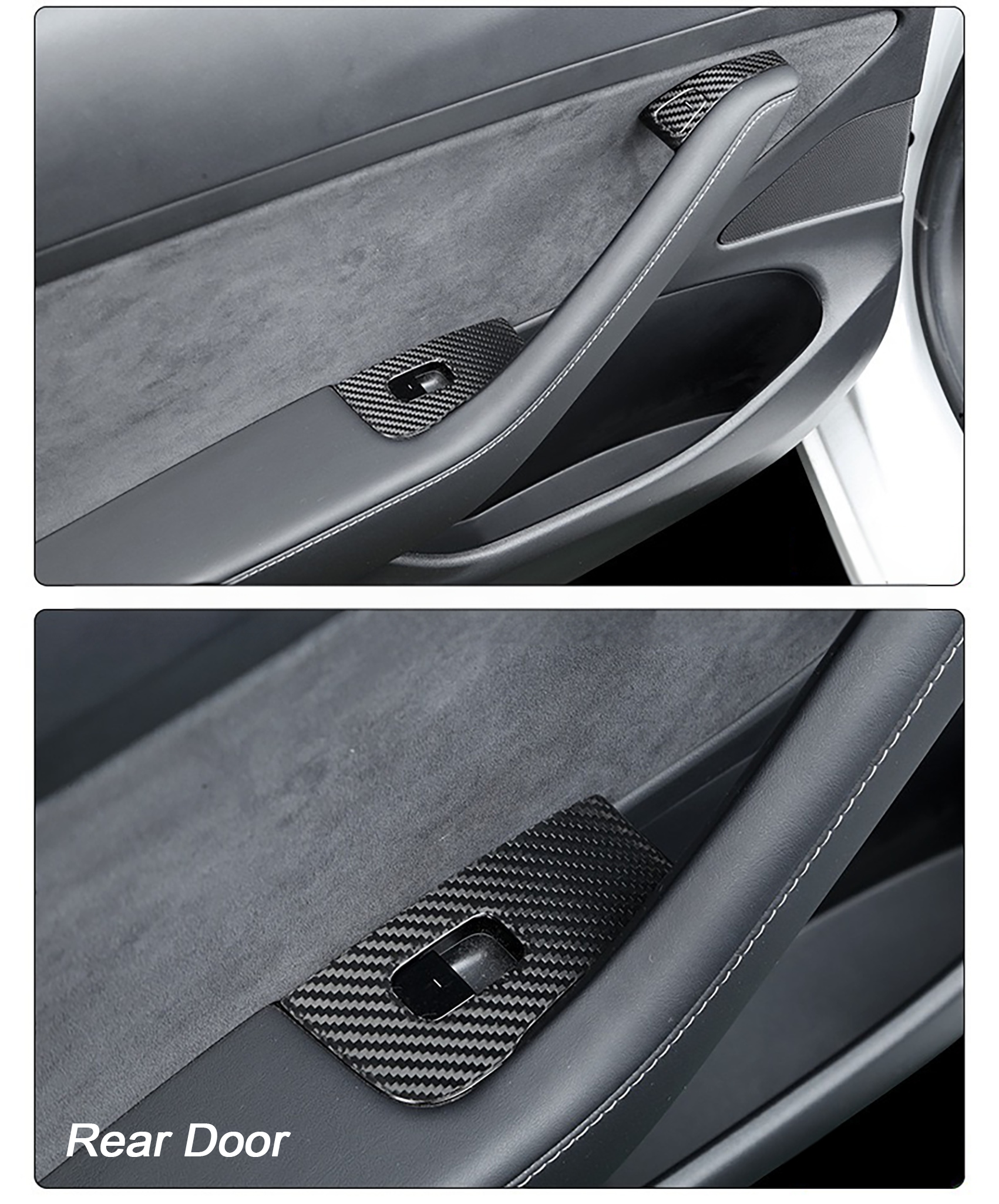 Premium Real Carbon Fiber Window Switch Trim Cover for Tesla Model 3 & Y (2024+ Highland RHD/LHD) - Interior Upgrade & Luxury Car Accessory for Enhanced Style & Protection