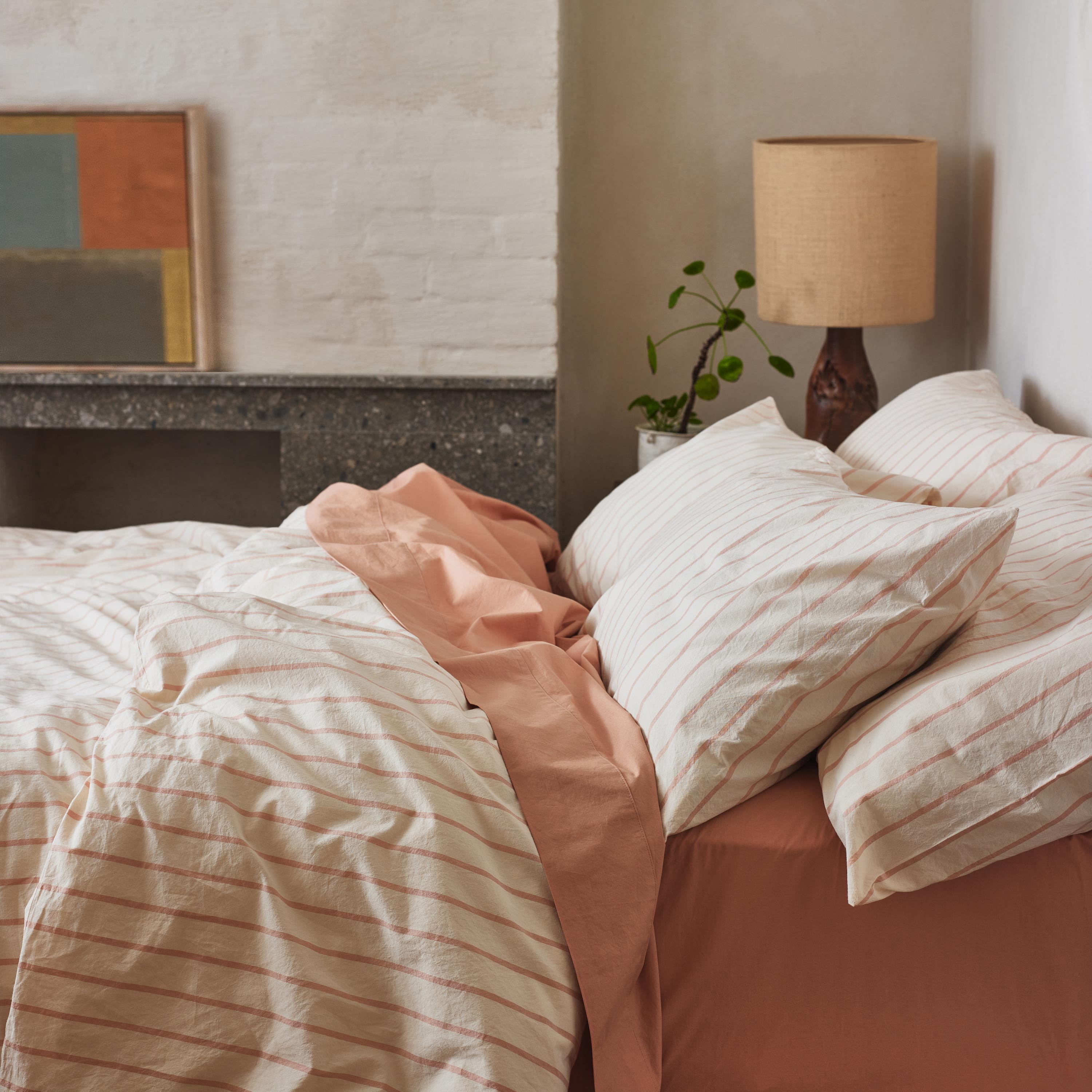 Blush Pink Striped Cotton Duvet Cover Set - Soft Breathable Bedding for Cozy Sleep & Stylish Bedroom Decor - Perfect for Master Bedroom, Guest Room & Dorm