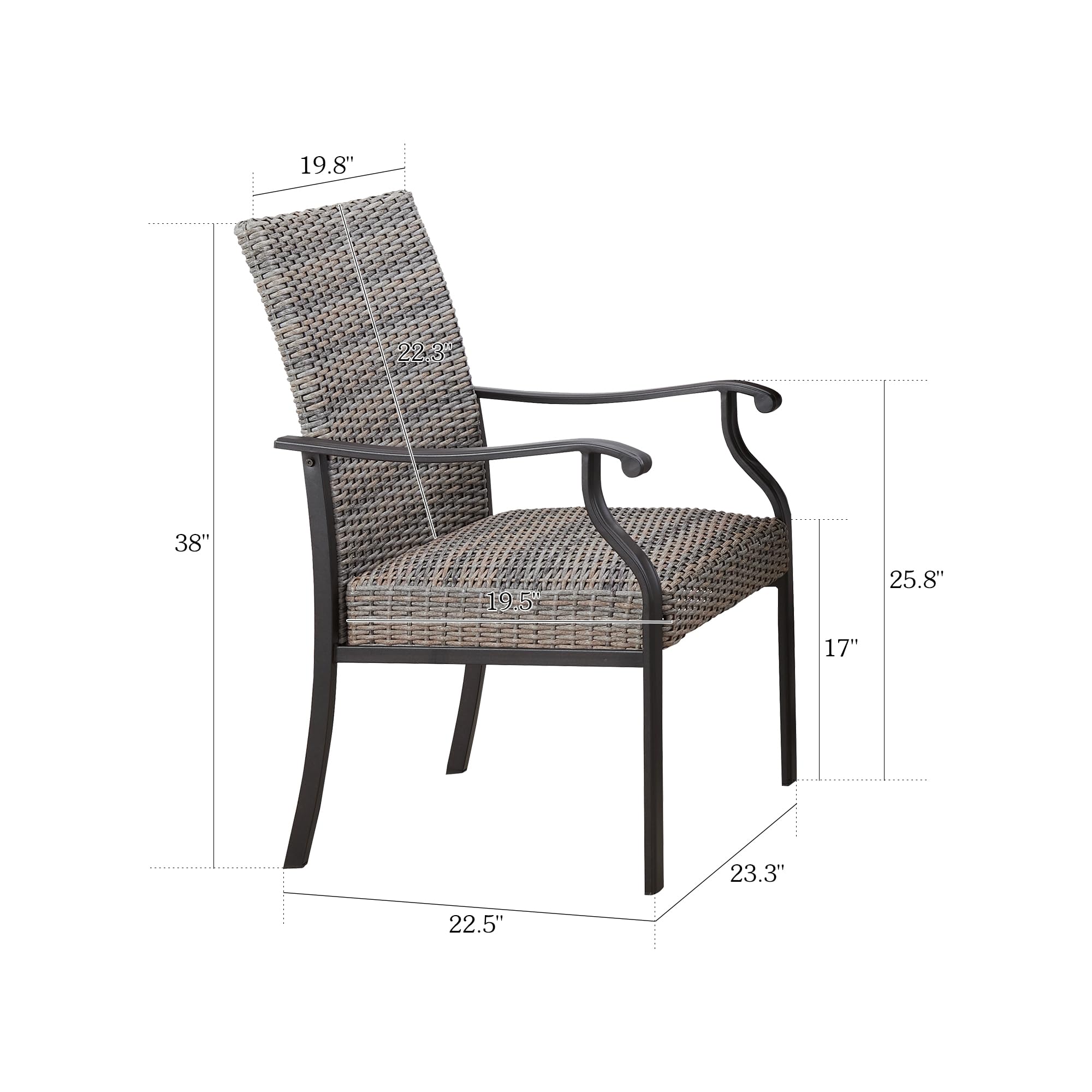 2 PCS Outdoor Patio Dining Chairs - Quick Dry Foam Padded Rattan Chairs for Garden, Poolside & Backyard Relaxation
