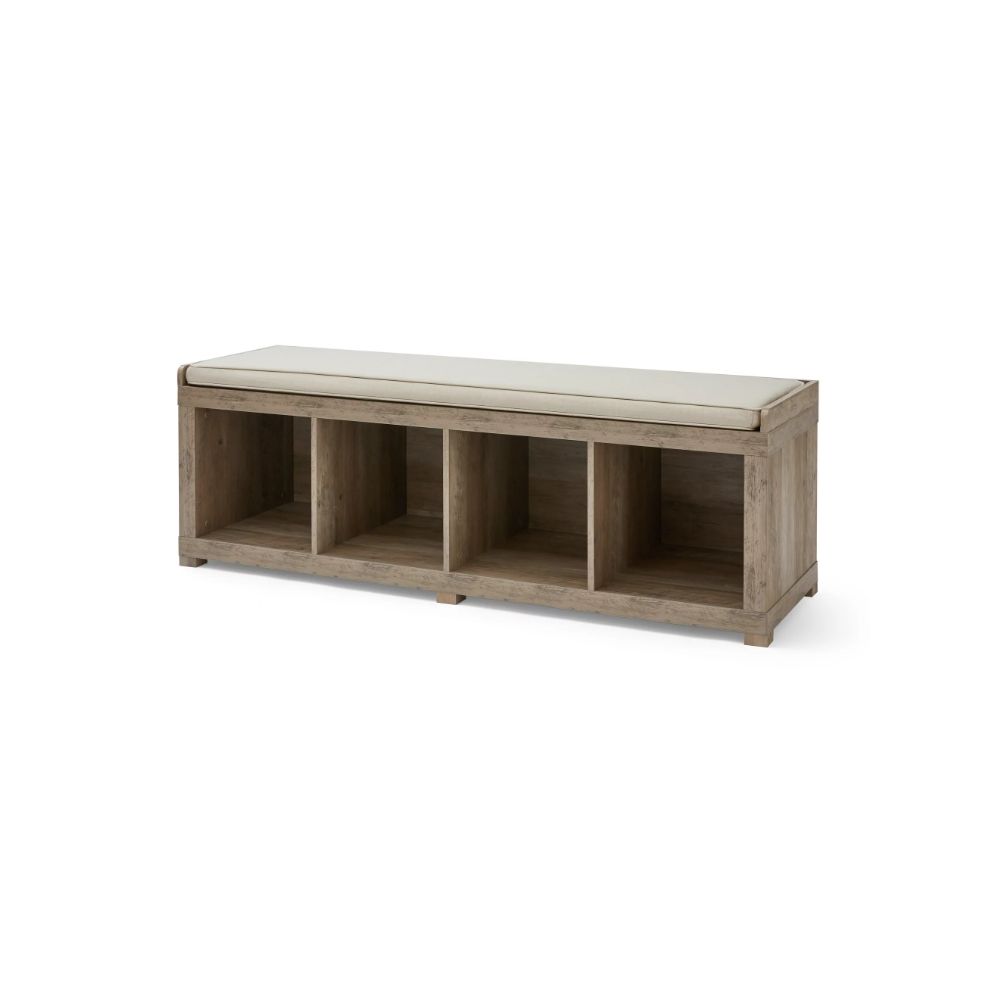 Better Homes & Gardens BH47 4-Cube Storage Bench with Seat - Rustic Gray Organizer for Entryway, Living Room & Bedroom Storage Solutions