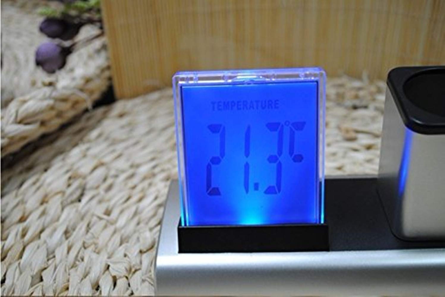 Digital Pen Holder Alarm Clock with Calendar, Timer & Thermometer - LED LCD Display for Home, Office, Bedroom - Perfect Desk Organizer for Students & Professionals