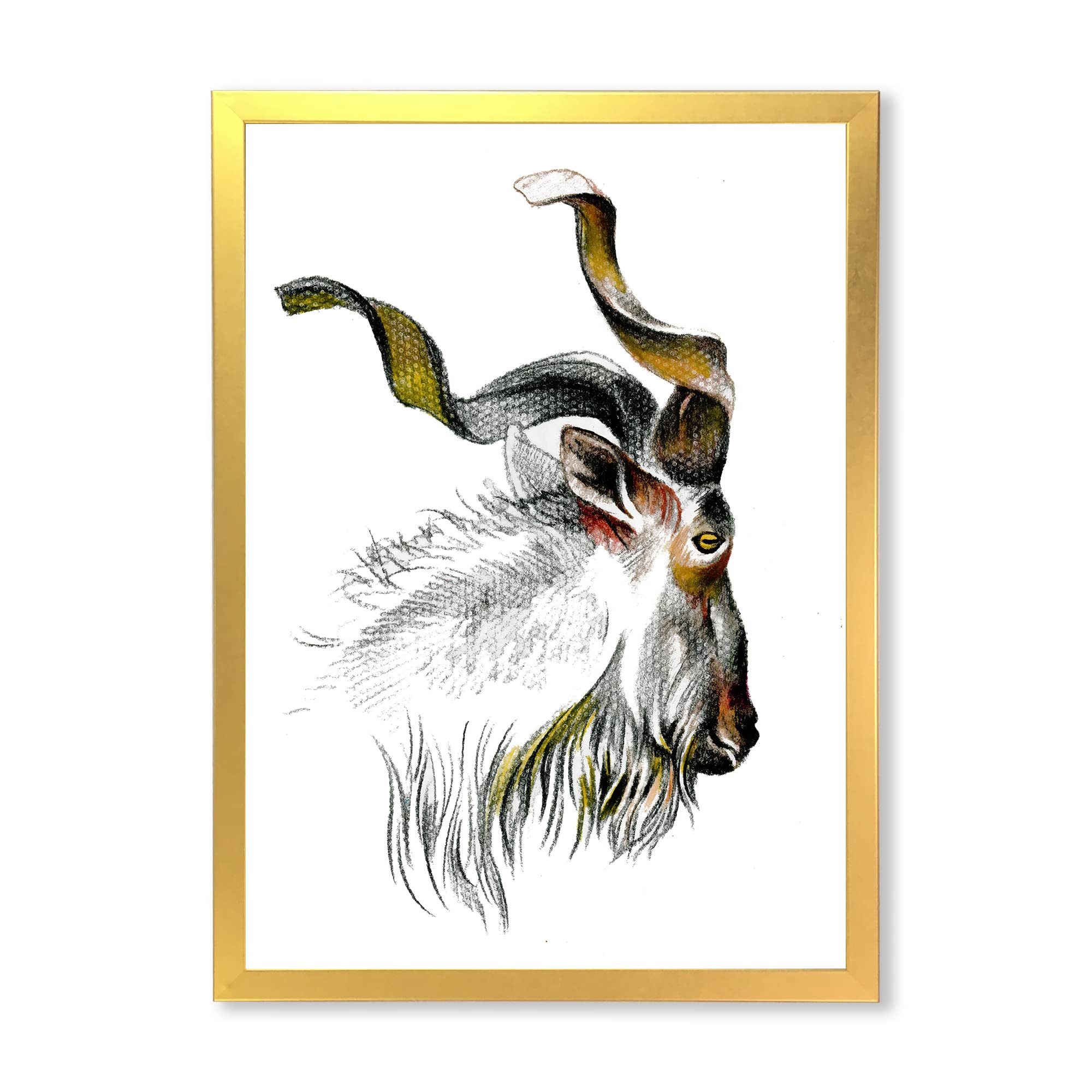 Monochrome Goat Portrait II - Farmhouse Framed Wall Art Decor for Living Room, Bedroom & Office
