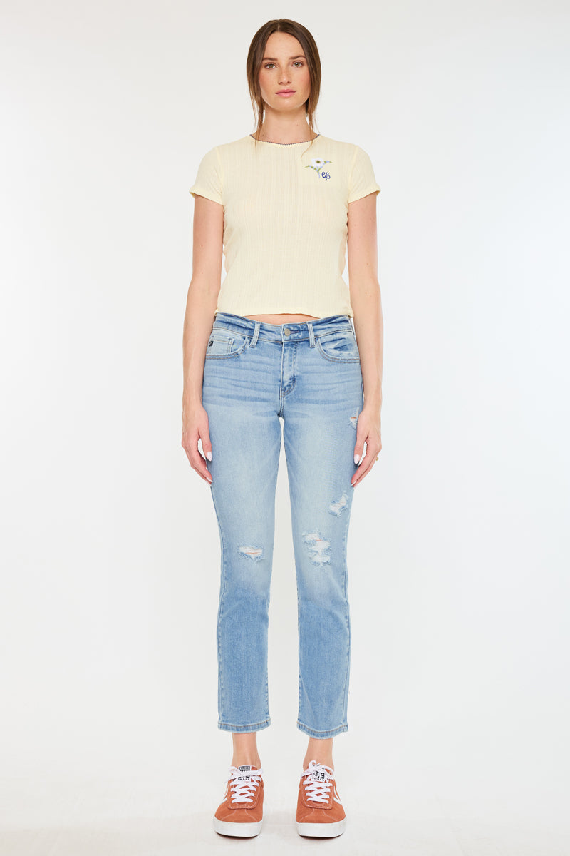 Isabella Essentials Mid Rise Slim Straight Jeans for Women - Comfortable Stretch Denim Pants for Casual Wear & Everyday Outfits