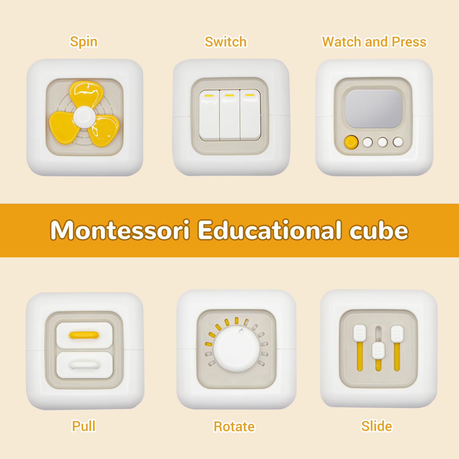 Montessori Busy Cube Sensory Toys for Toddlers 1-3 Years Old - Fine Motor Skills Learning Toys, First Birthday Gift for Boys & Girls 12+ Months - Perfect for Travel, Airplane & Car Rides, Home Play & Early Childhood Development