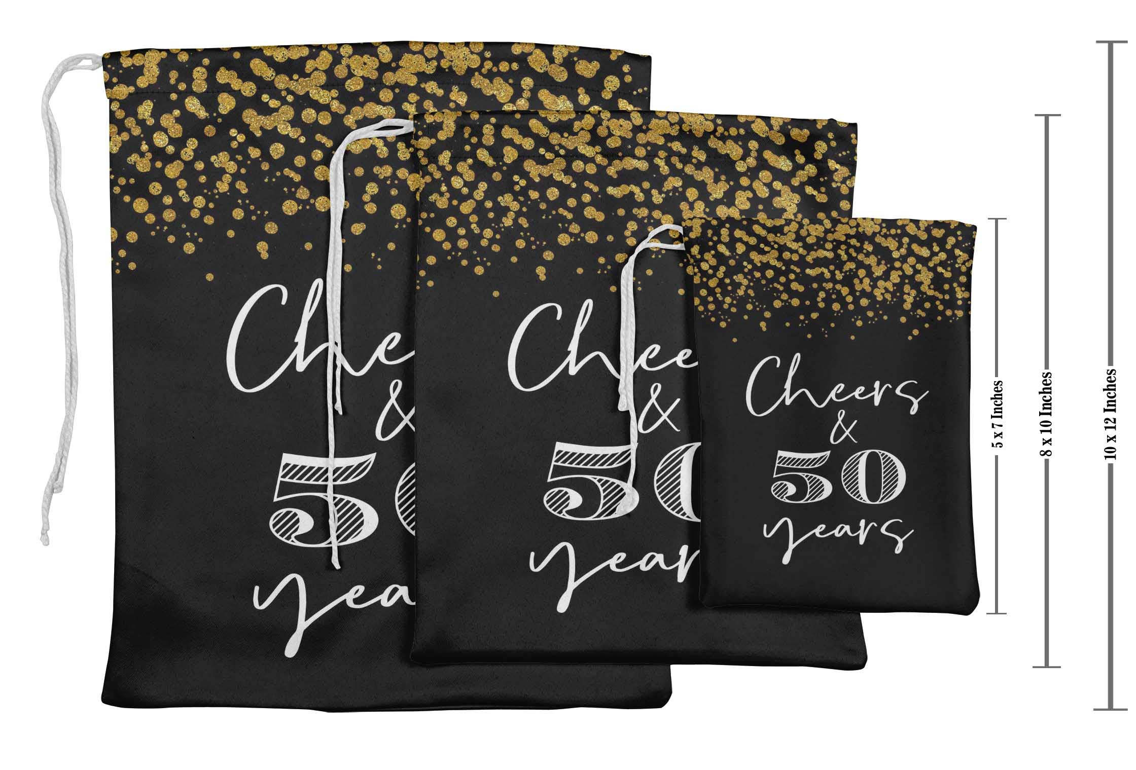 Custom Cheers & Birthday Party Favor Bags - 15pcs Black Gift Pouches for Celebrations, Weddings & Special Events | Darling Souvenir Collection