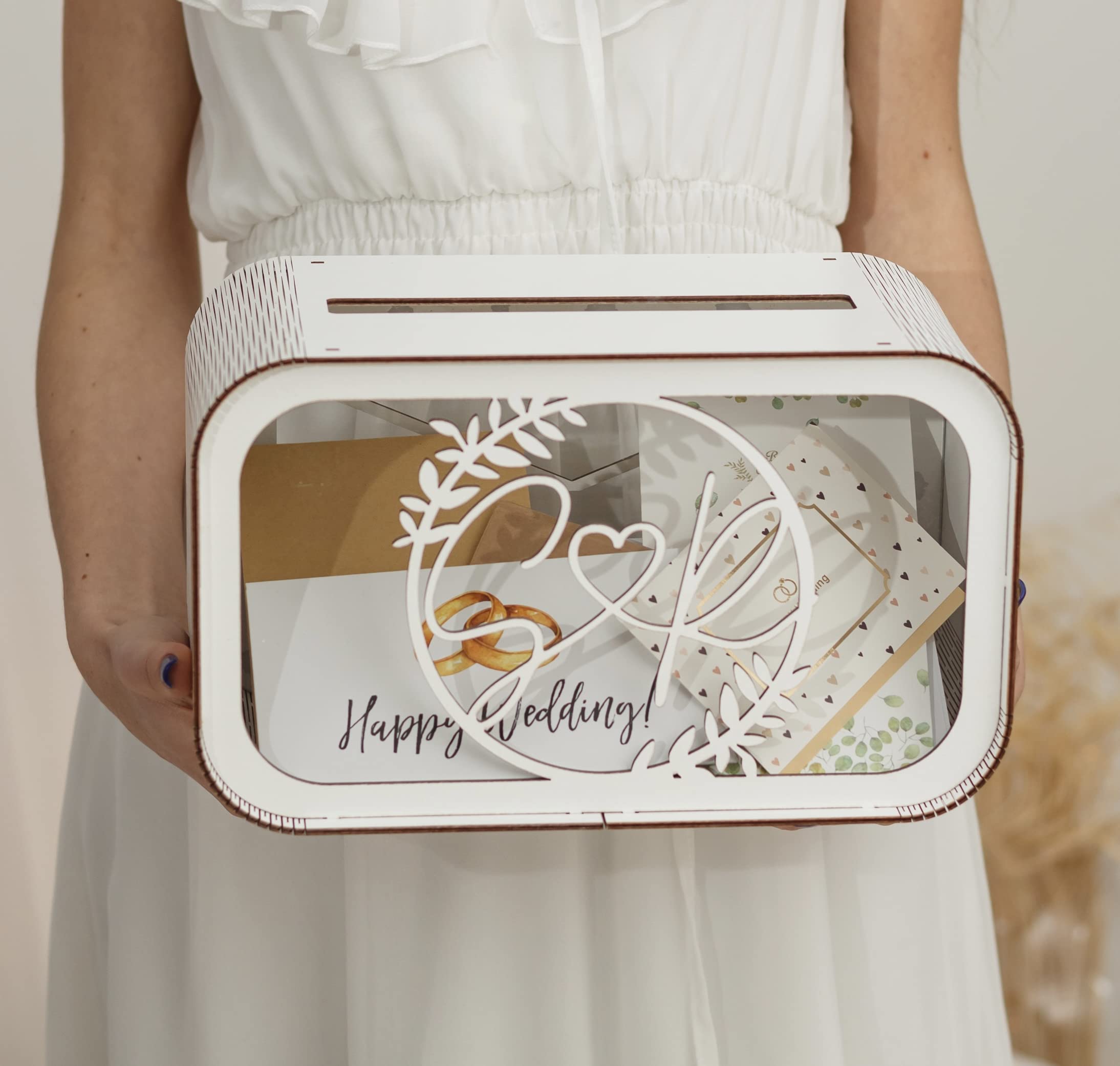 Personalized Wedding Card Box - Rustic Wooden Keepsake Gift Holder for Wedding Reception, Bridal Shower, Birthday Party - Perfect for Collecting Cards, Money Gifts & Special Memories