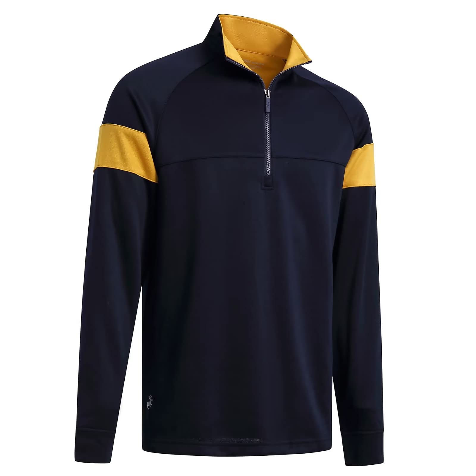 Men's Slim Fit Quarter Zip Golf Pullover - Performance Moisture Wicking Raglan Long Sleeve Mock Neck Sweatshirt for Golfing, Running & Outdoor Activities