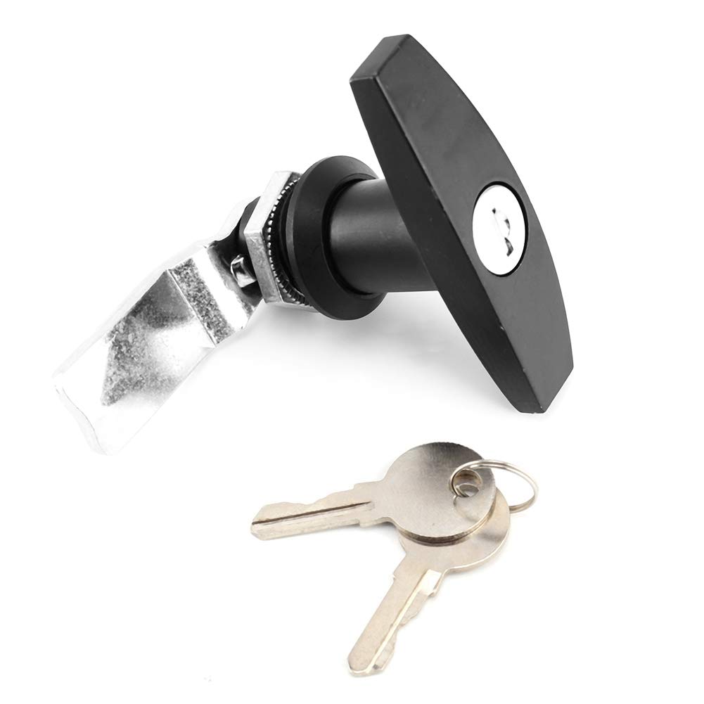Yctze T Handle Lock with Keys - Secure Tool Box, Garage & Trailer Canopy | Heavy Duty Rear Fixing Lock for Storage, RV & Outdoor Equipment