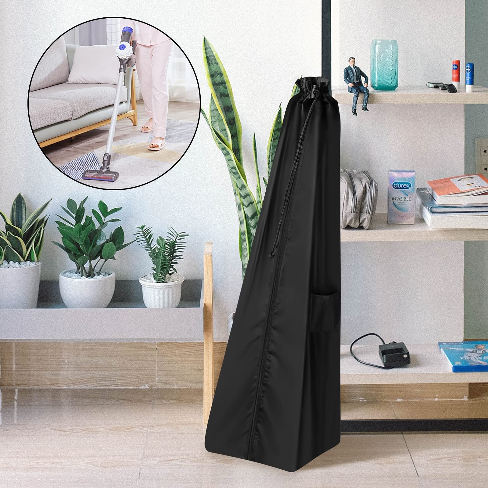 SIRUITON Upright Vacuum Cleaner Storage Bag - Dustproof Waterproof Protective Cover for Household Cleaning - Black (Bag Only) - Ideal for Home, Office & Travel Use