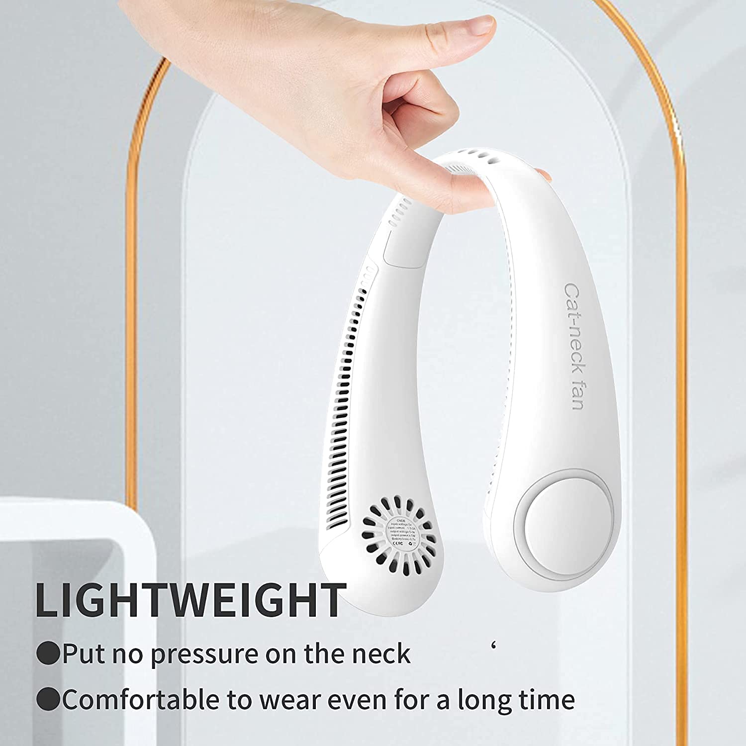 Firstone Bladeless Neck Fan - Portable Hands-Free Personal Cooling Fan with 2400mAh Battery, USB Rechargeable, 3 Speed Settings, Lightweight Headphone Design for Home, Office, Travel & Outdoor Activities (White) - Stay Cool While Working, Exercising or Commuting