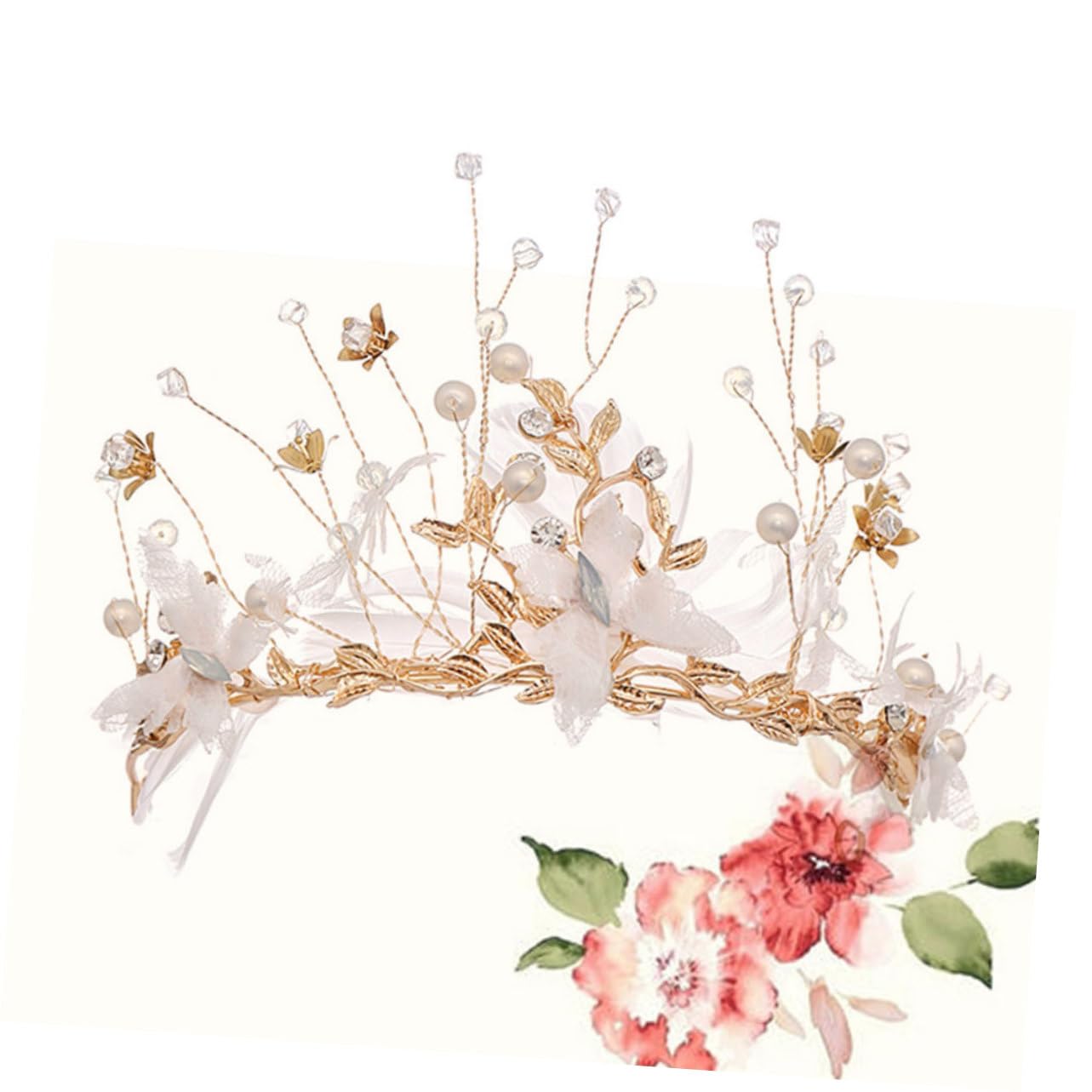POPETPOP Fairy Wedding Tiara Crown - Elegant Bridal Headpiece & Hair Hoop for Bride, Perfect for Weddings, Prom, Pageants & Special Occasions