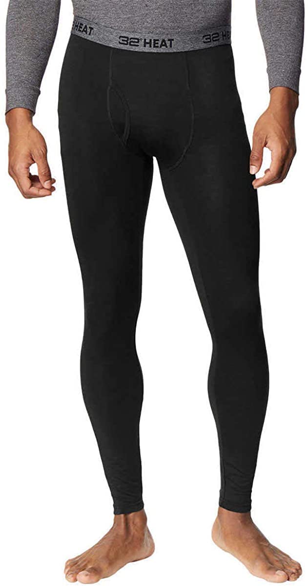 32 DEGREES Men's 2-Pack Thermal Base Layer Pants - Heat Performance Leggings for Cold Weather, Black/Black | Perfect for Winter Sports, Hiking & Outdoor Activities