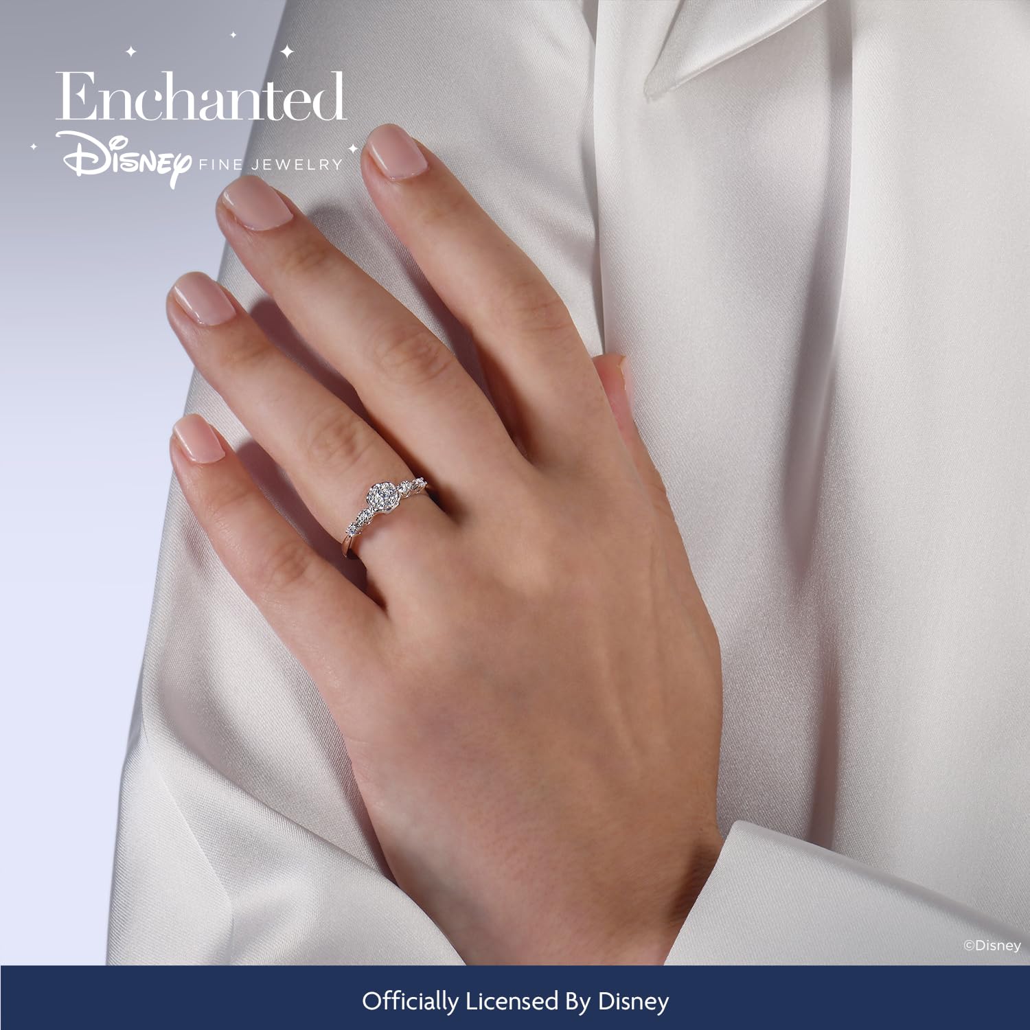 Jewelili Enchanted Disney Sterling Silver Cinderella Ring with 1/4 Carat Diamond - Elegant Fashion Jewelry for Women, Perfect Gift for Birthday, Anniversary & Special Occasions