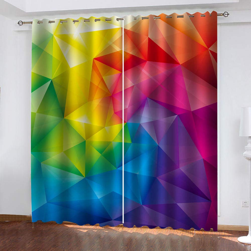 TFNIMB 3D Blackout Curtains Set of 2 Panels - 118x106 Inch Thermal Insulated Room Darkening Window Drapes with Geometric Print for Living Room & Bedroom - Perfect for Home Theater, Night Shift Sleep & Energy Savings