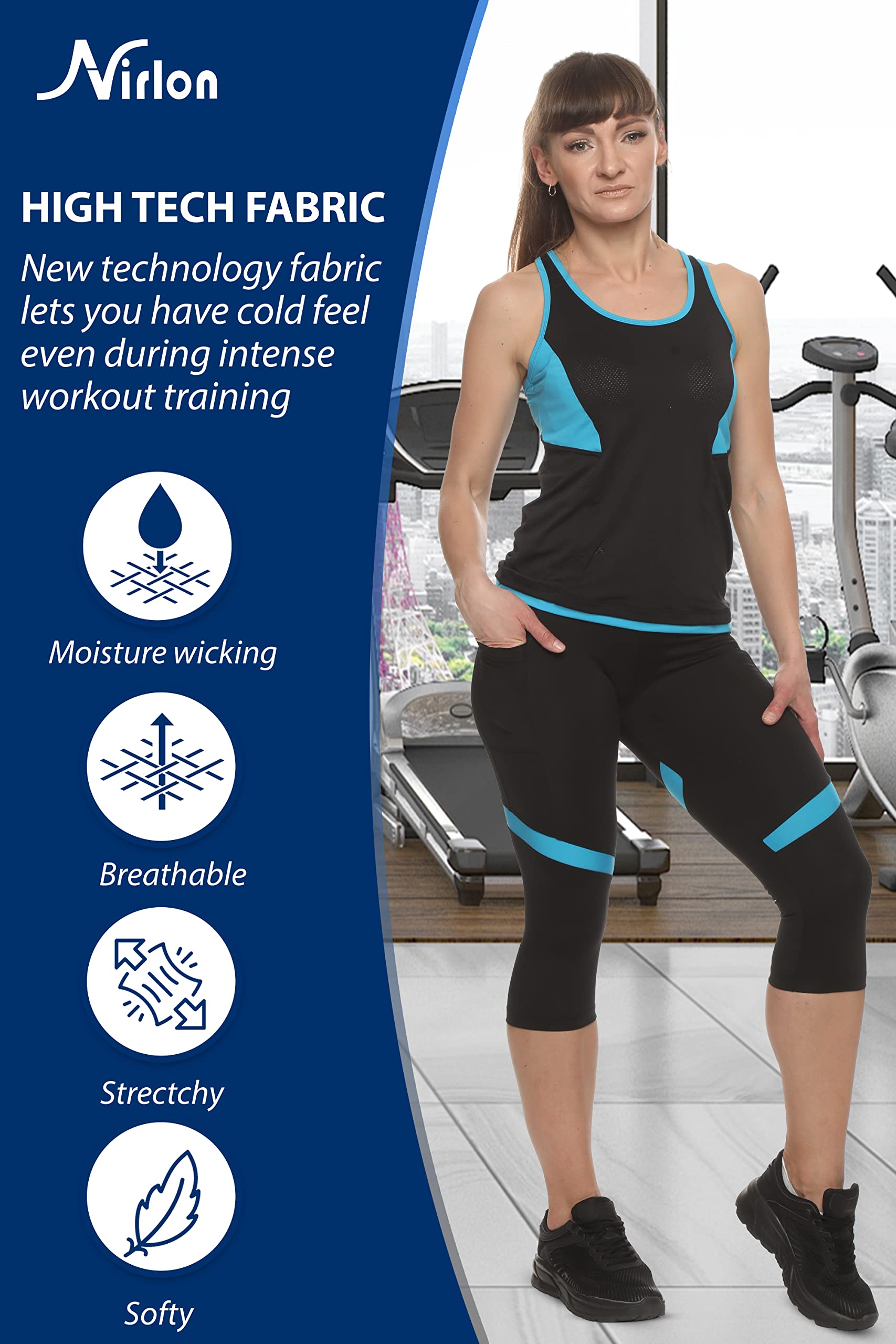 Breathable High Waisted Capri Leggings for Women with Pockets - Nirlon Yoga Pants for Workout, Running & Casual Wear