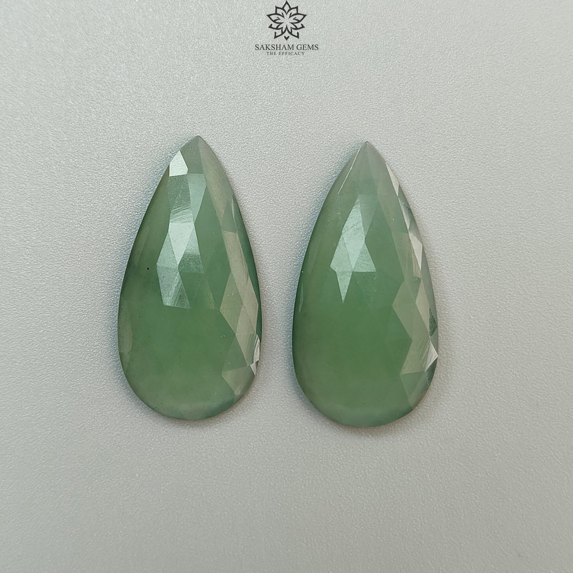 Natural Antigorite Serpentine Gemstone Rose Cut Slices - Untreated Pear Shaped Faceted Pair for Jewelry Making, Earrings & Necklace Designs