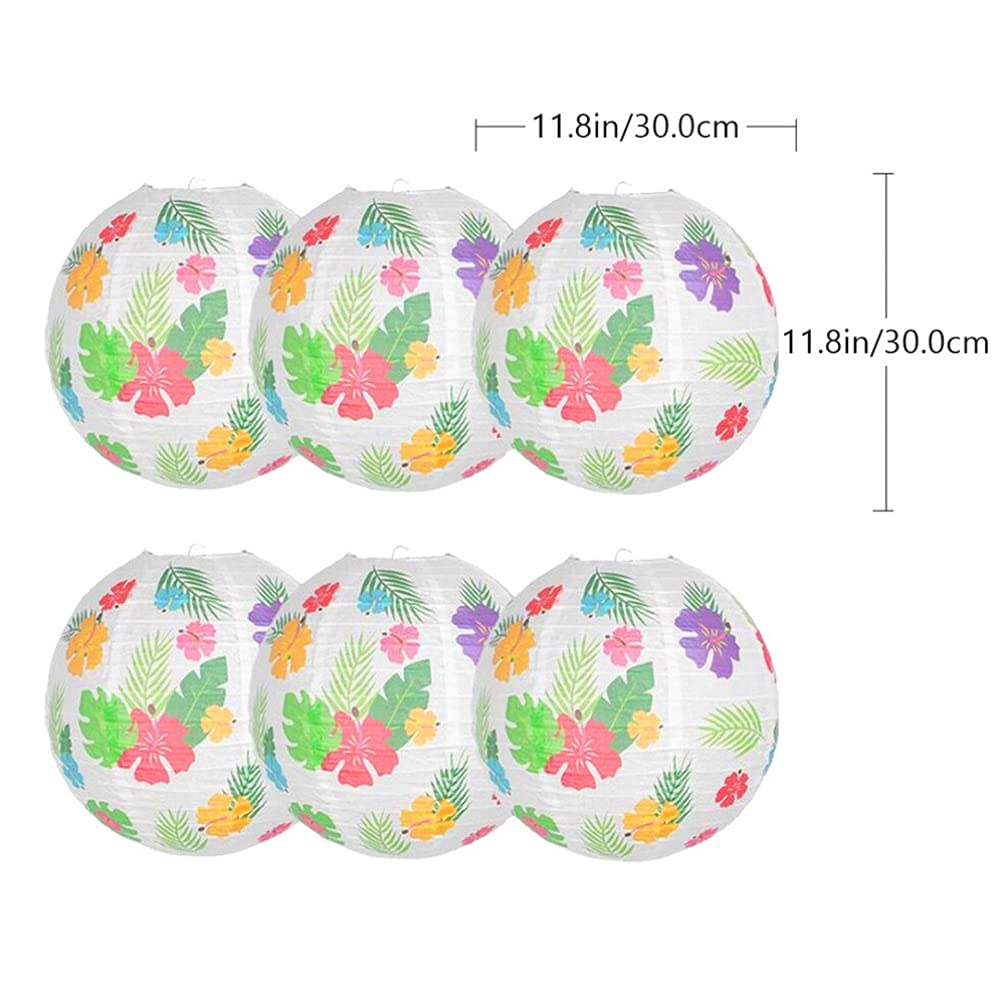 6-Piece Hawaiian Hanging Lanterns Set - 12 Inch Tropical Pineapple Decor for Luau Beach Party, Summer Wedding & Home Decor | Perfect for Backyard BBQ, Poolside Decorations and Island-Themed Events