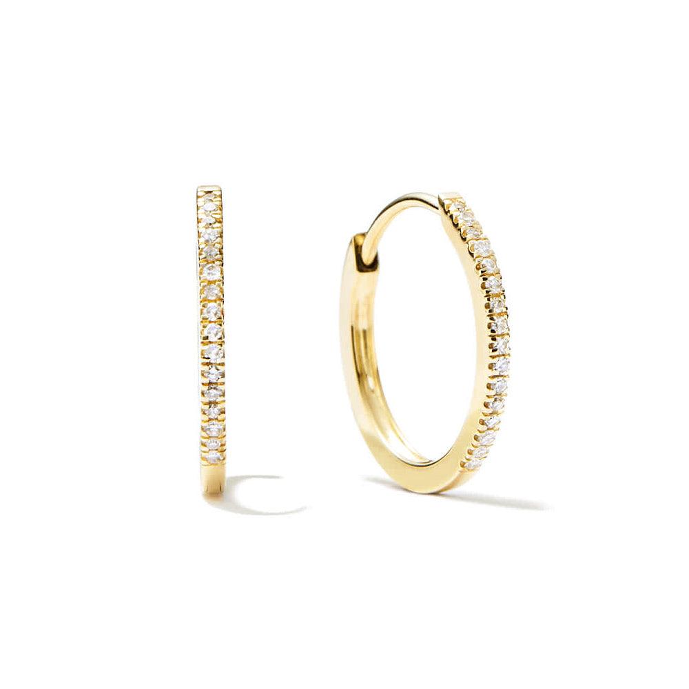 Lab Grown Diamond Hoop Earrings - 14K Gold Medium Size Pavé Setting | Perfect for Weddings, Date Nights & Special Occasions