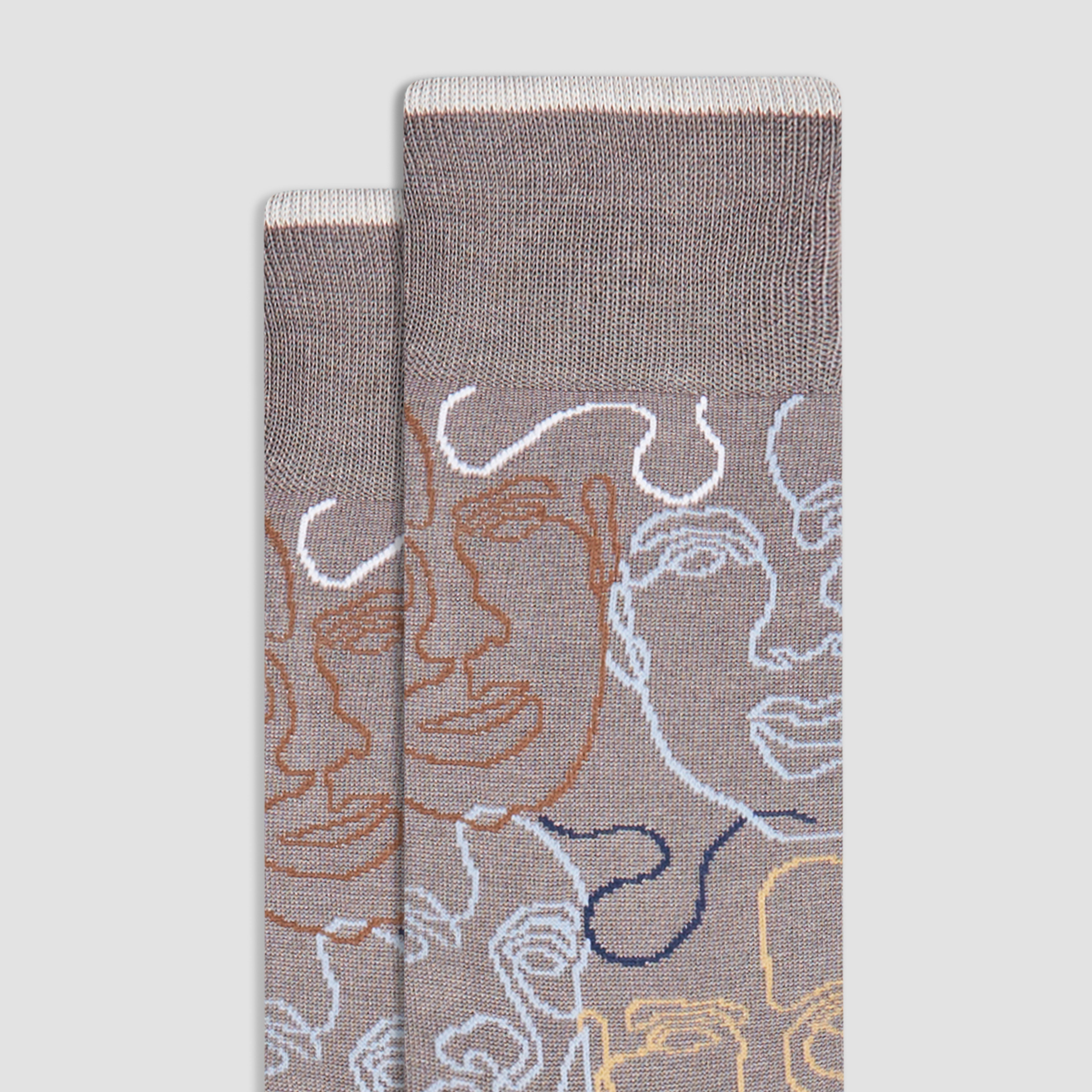 Abstract Faces Mid Calf Socks for Women & Men - Trendy Artistic Crew Socks for Casual Wear, Running & Fashion Outfits