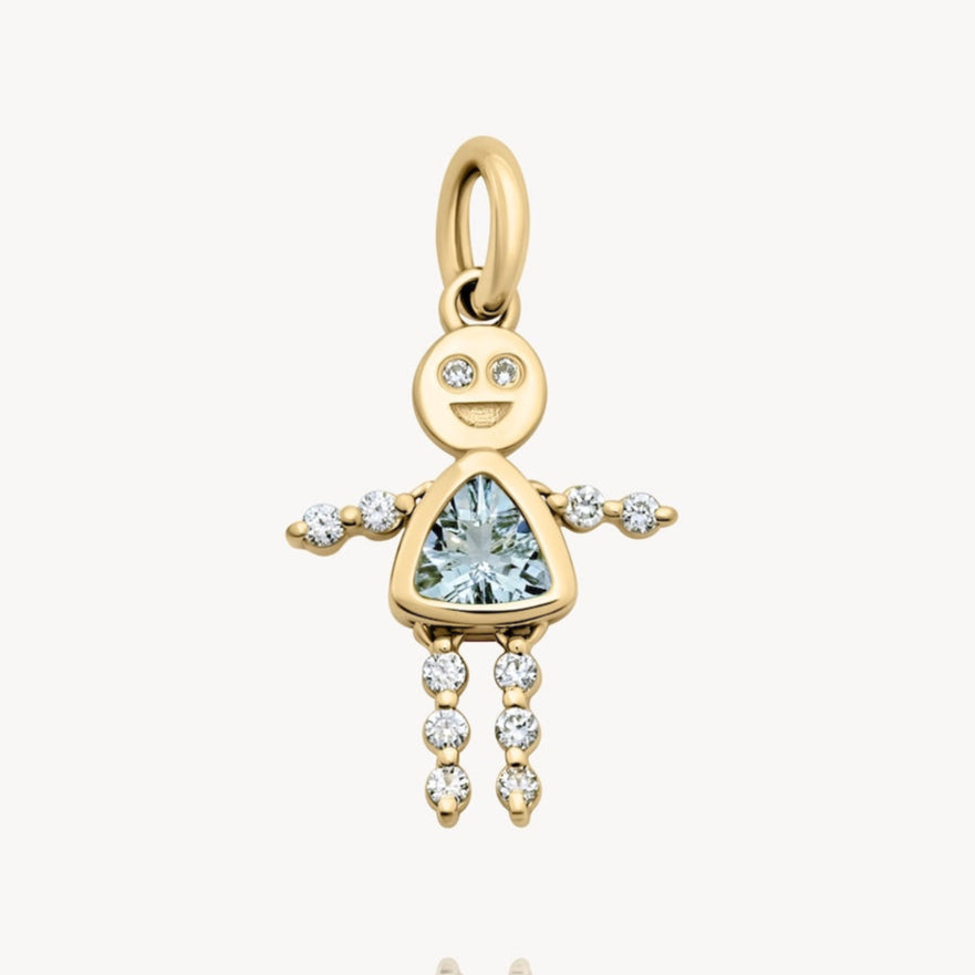 March Girl Lulu & Lox Charm Aquamarine Pendant Necklace - Elegant Birthstone Jewelry for Women - Perfect Gift for Birthday, Anniversary & Everyday Wear