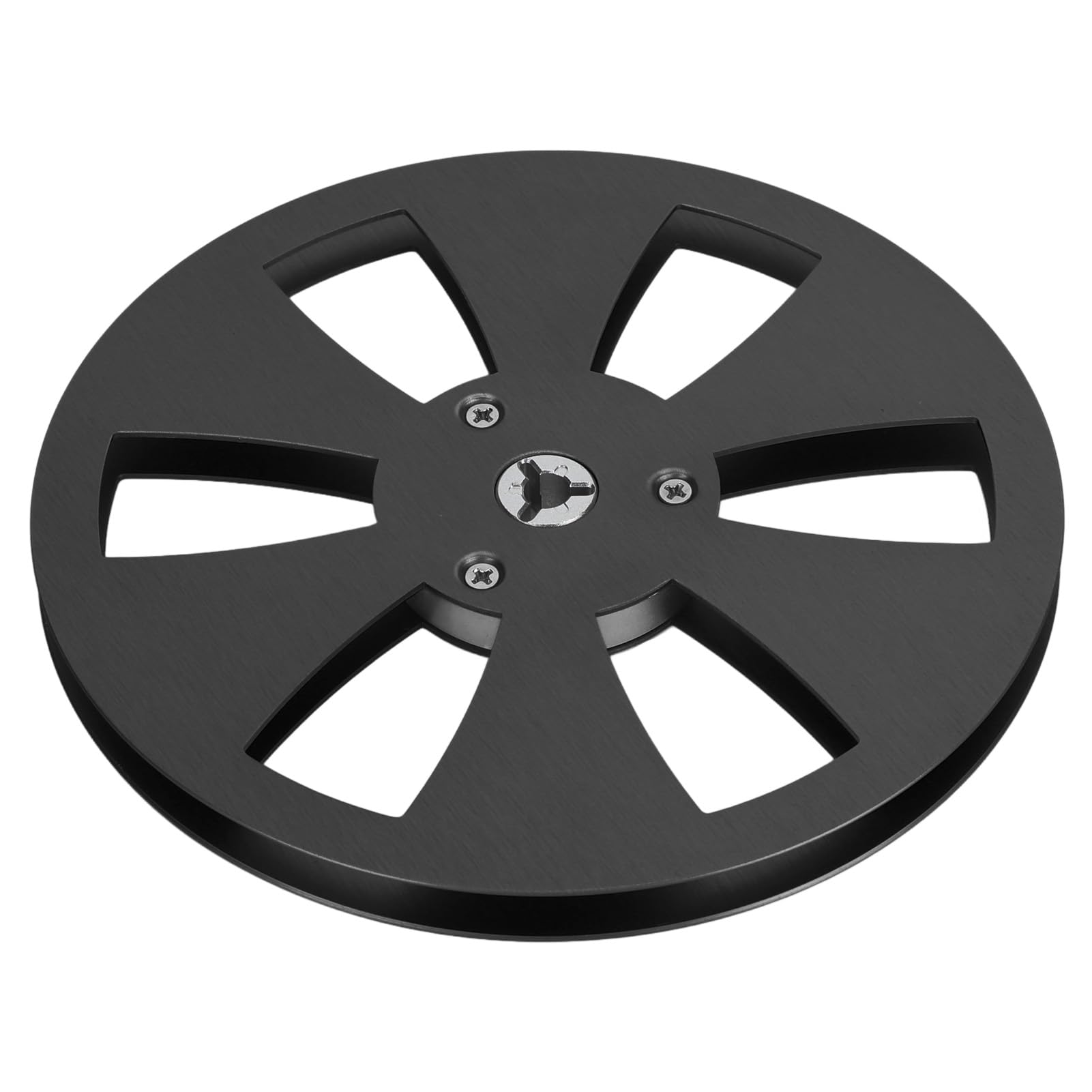 7 Inch Aluminum Alloy Open Reel Tape Spool - 6 Hole Design Replacement for Reel-to-Reel Recorders - Universal Compatibility for Vintage Audio Recording & Playback (Black)