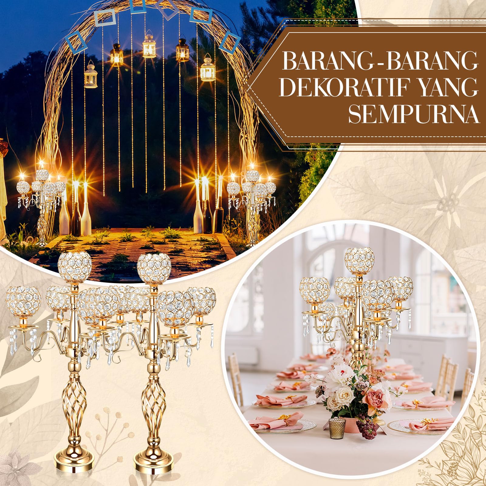 5-Arm Crystal Candelabra Centerpiece - 27