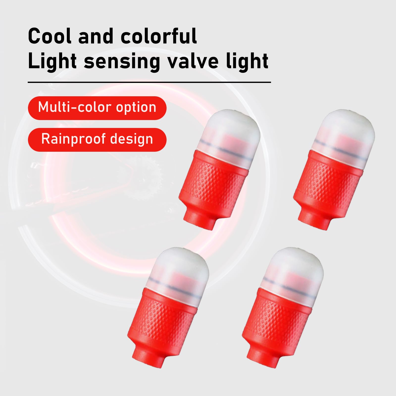 4 PCS Universal Waterproof LED Wheel Tire Valve Stem Cap Lights - Cool DIY Motorcycle Reflector Lights for Cars, Trucks, SUVs & Bikes (Red) - Enhance Night Visibility & Safety for Road Trips & Commuting