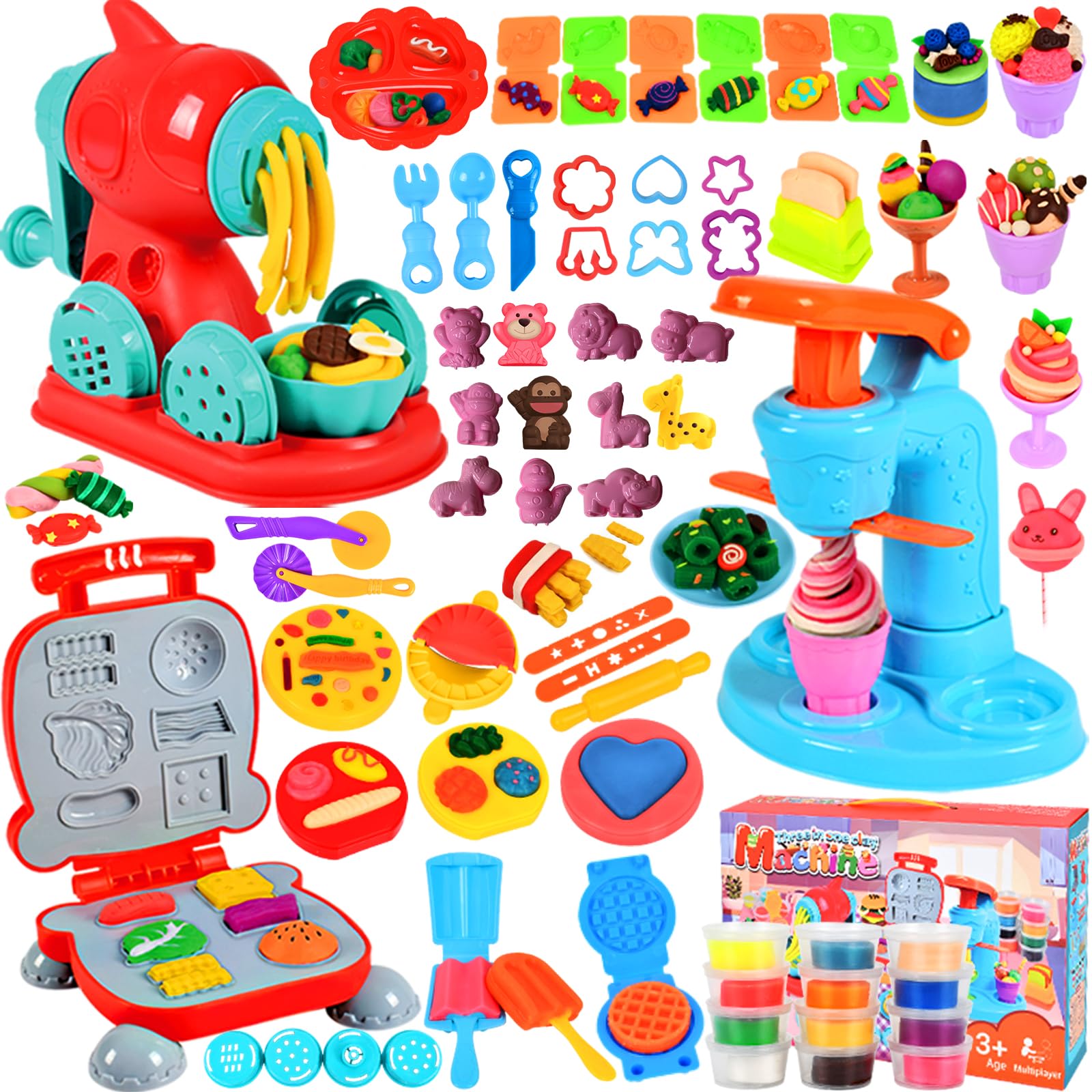 UCAMP 71-Piece Kids Play Dough Set with Modeling Clay, Dough Tools & Accessories for Making Hamburgers & Pizza - Creative Fun for Toddlers & Preschoolers at Home or School