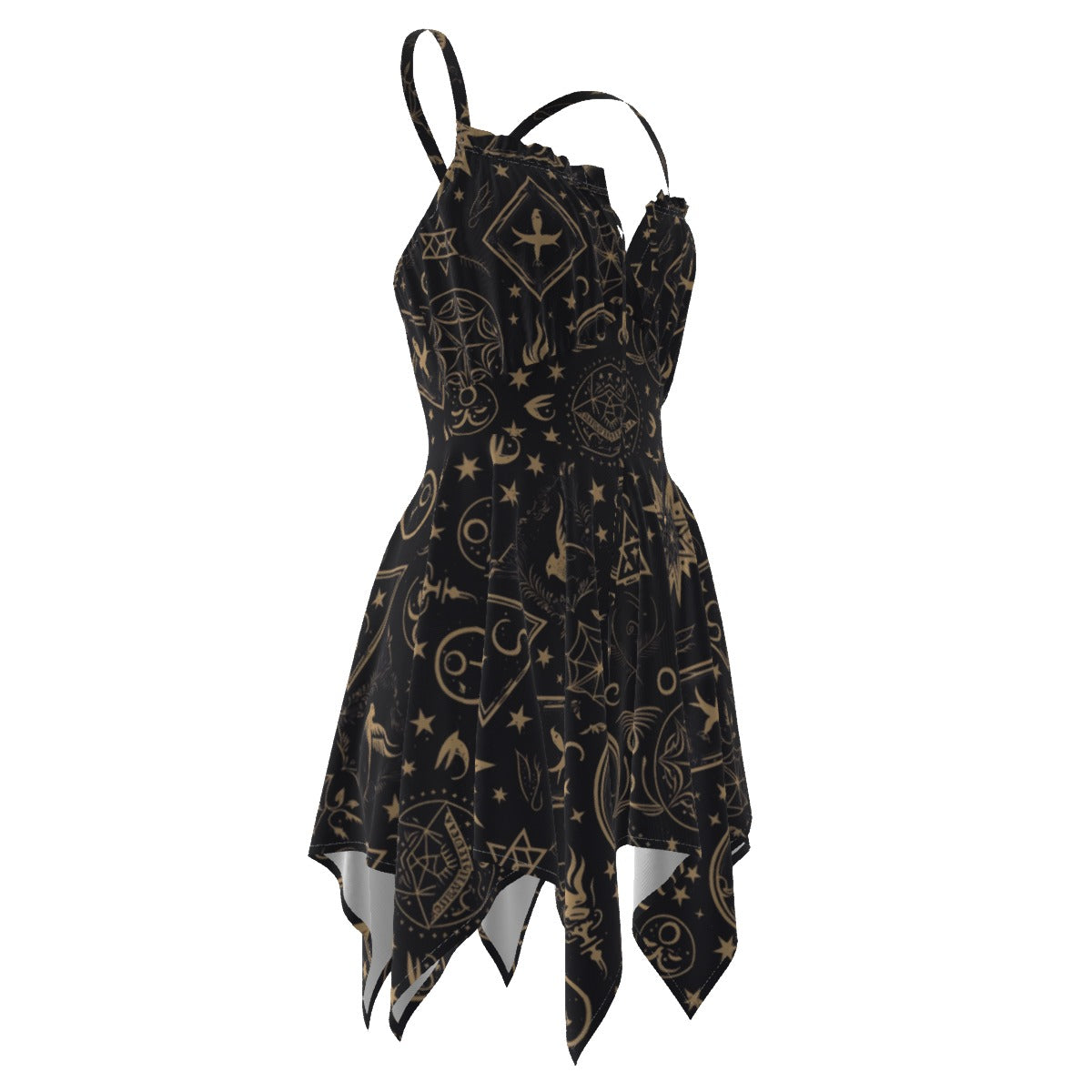 Mystical Symbols Slip Dress - Elegant Boho Flowy Maxi Dress for Women | Perfect for Festivals, Beach Vacations & Date Nights