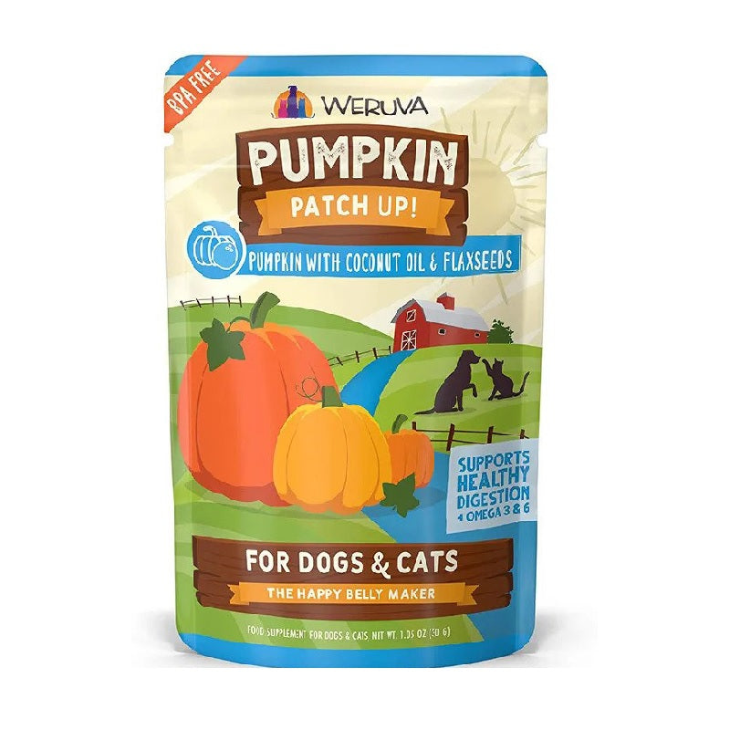 Organic Pumpkin with Coconut Oil & Flaxseeds for Dogs & Cats - Grain-Free Wet Food Pouch - Perfect for Digestive Health & Skin Care