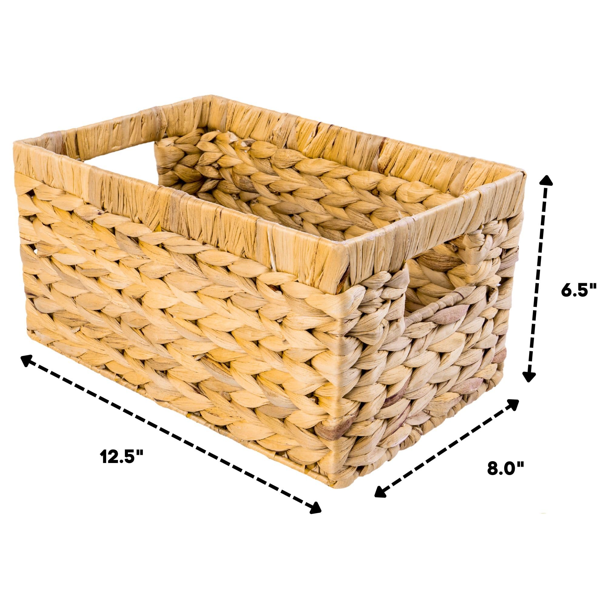 6-Pack Woven Wicker Storage Baskets & Cubes - 10.5x10.5 Inch Home Organization Bins for Shelves, Closet, Living Room, Nursery