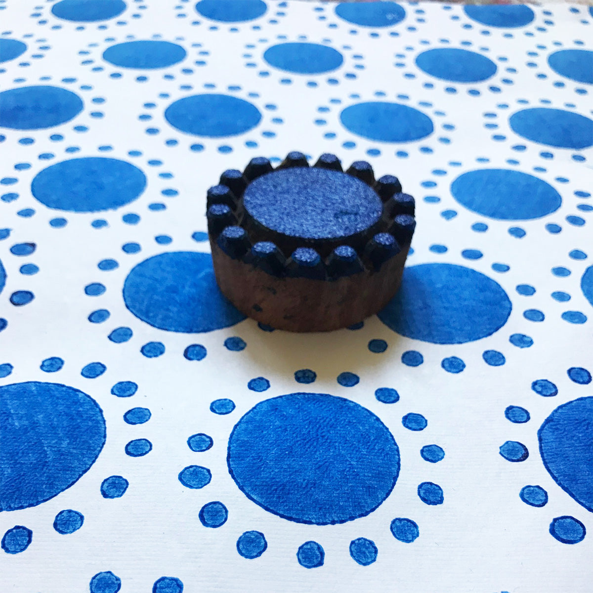 Block Printing Kit for DIY Napkins - Charleston Dot Indigo Design - Perfect for Home Decor, Table Setting, and Craft Projects