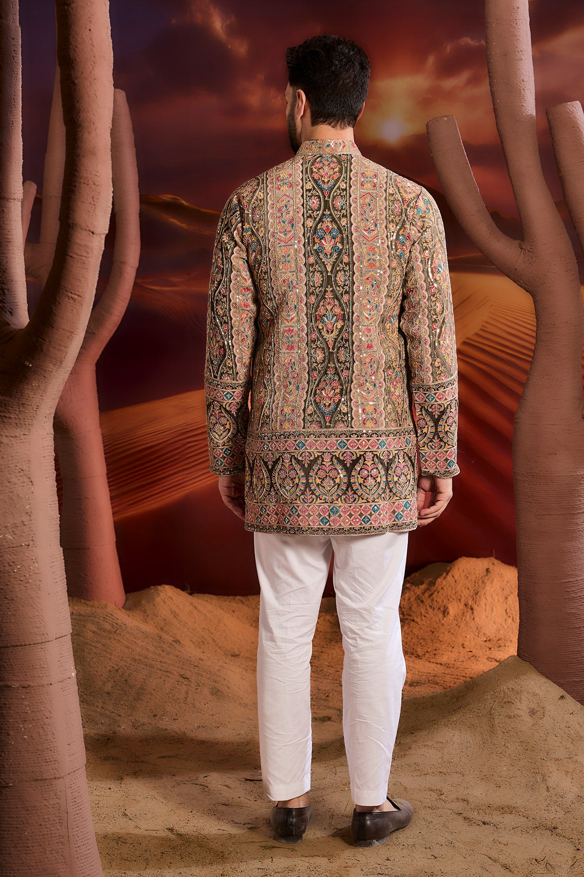 Elegant Mehndi Green Floral Short Chikankari Kurta with Multi-Thread & Zari Work - Perfect for Festivals, Weddings & Ethnic Parties