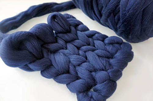 Clootess Bulky Chunky Yarn - Extra Thick Roving Wool for Hand Knitting, Crochet & DIY Projects - Navy Blue (11 lbs) - Perfect for Sofa Throws, Bed Blankets & Cozy Home Decor