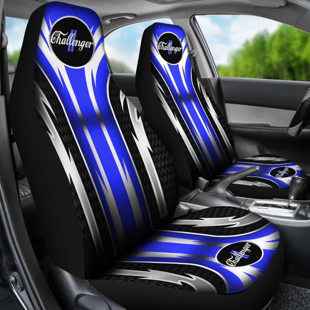 Premium 2-Piece Front Seat Covers for Dodge Challenger - Blue (Part #144627) | Custom Fit, Breathable Fabric | Perfect for Car Enthusiasts & Daily Commuters