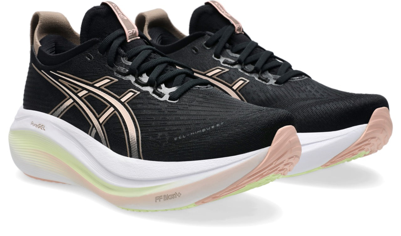 ASICS Women's Gel-Nimbus 27 Running Shoes - Black/Breeze (003) | Premium Cushioning for Long-Distance Running & Marathon Training