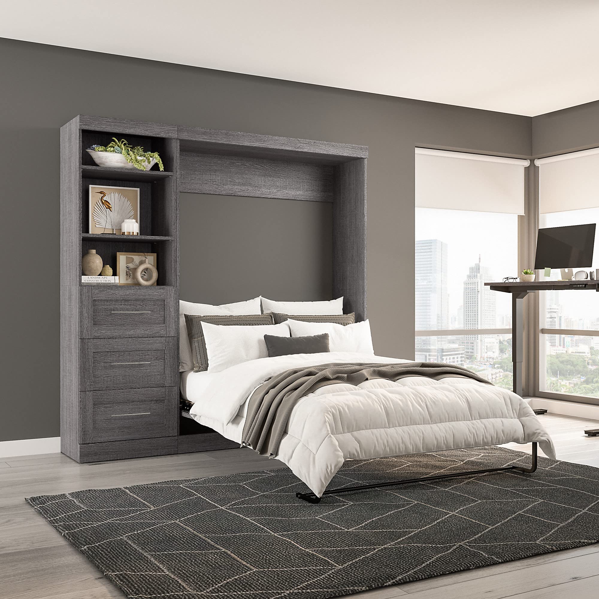 Bestar Murphy Bed with Storage Drawers - 84