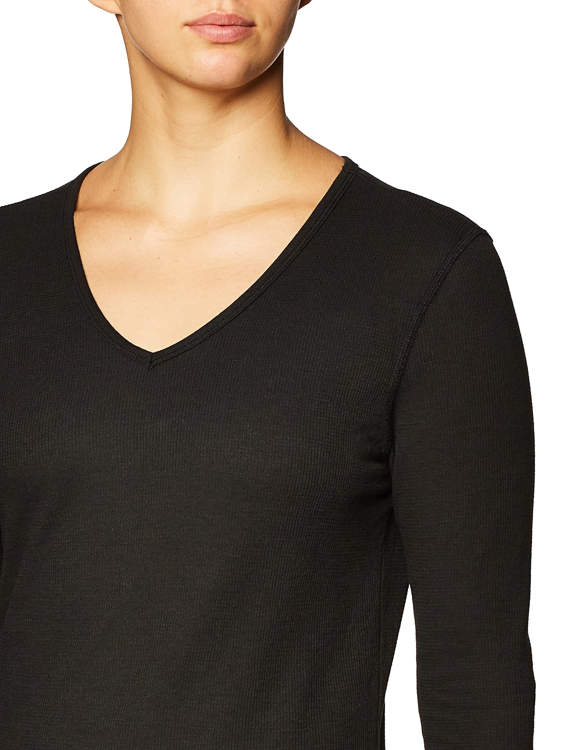 Fruit of the Loom Women's Micro Waffle Thermal V-Neck Long Sleeve Shirt - Soft & Warm Winter Layering Top for Casual Wear, Work & Outdoor Activities